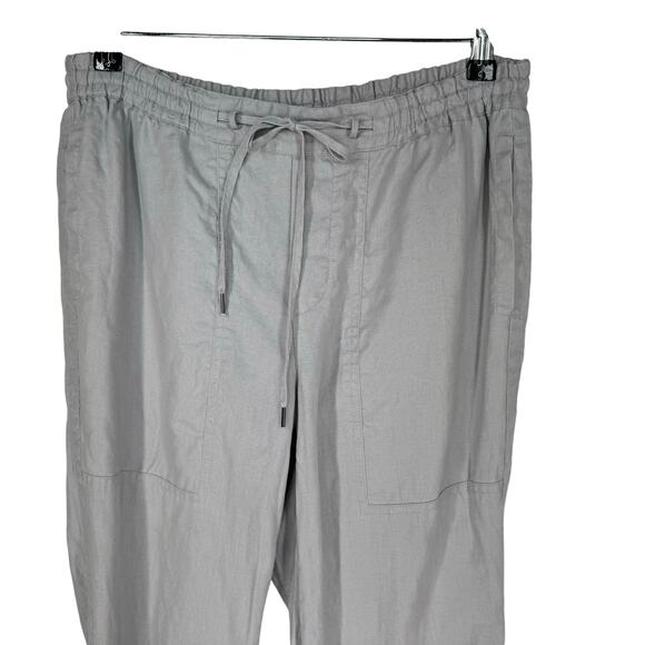 Womens Vince 100% Linen Drawstring Pants SM Lt Gray Office Work Casual Pull On - Picture 2 of 6